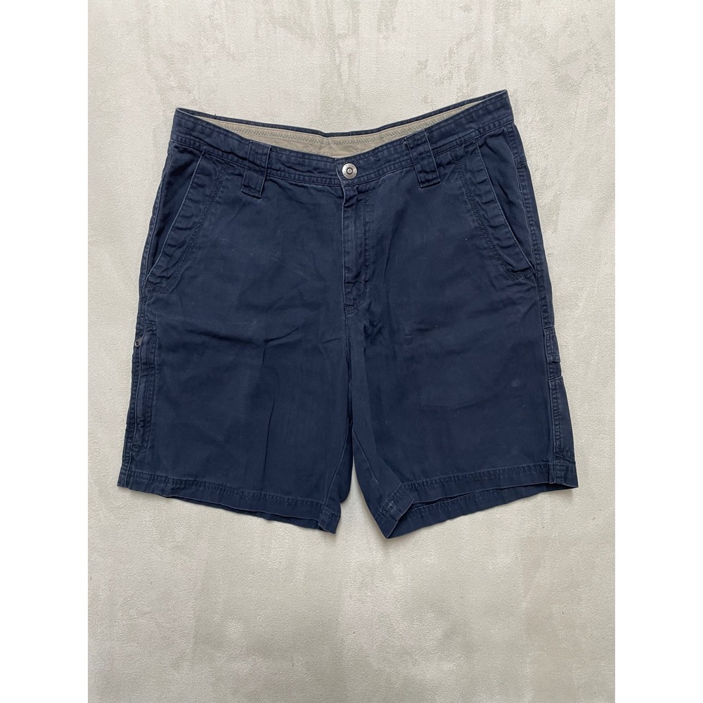 Columbia Mens Omni-Shield Navy Blue Cotton Canvas Cargo Hiking Shorts 34W 9L